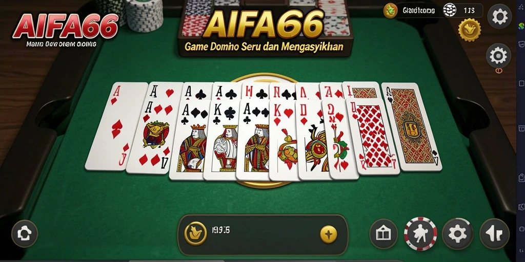 Screenshot gameplay AIFA66 menunjukkan suasana seru saat bermain domino.