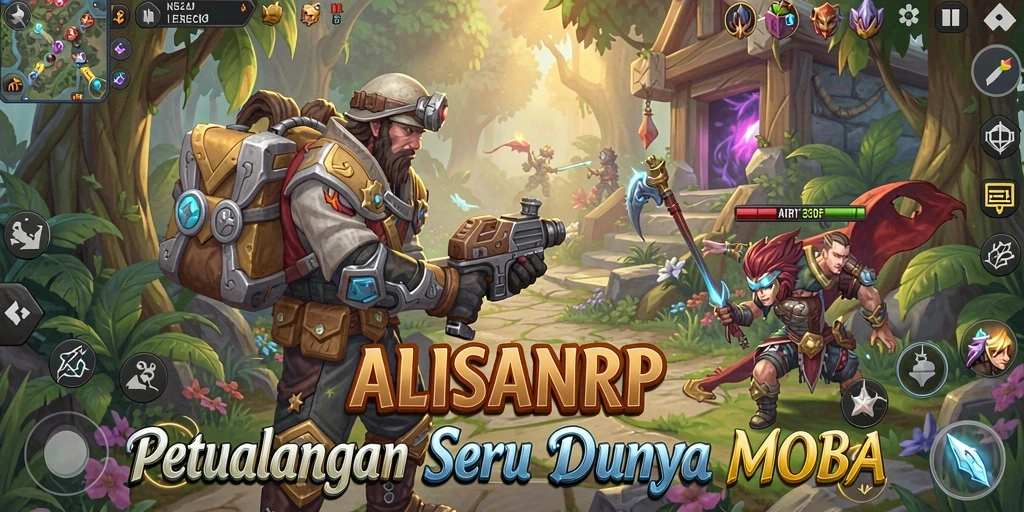 Gambaran aksi intens dalam pertempuran MOBA ALISANRP.