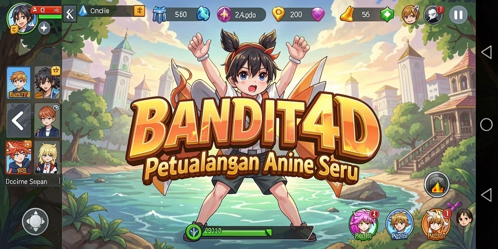 Tampilan gameplay BANDIT4D yang penuh warna dan dinamis.