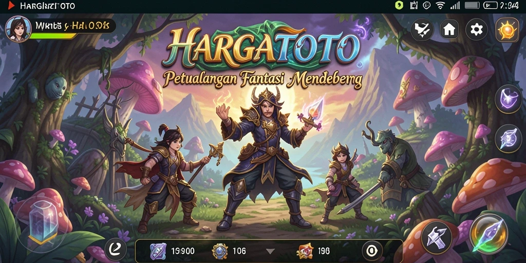 Screenshot gameplay HARGATOTO menampilkan pertarungan epik di dunia fantasi.