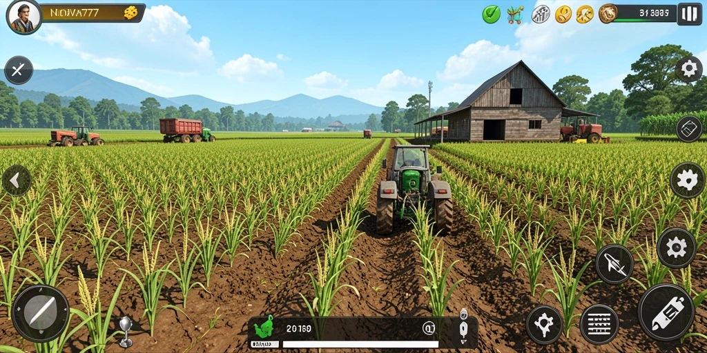 Tampilan gameplay LNOVA777 yang menampilkan keseruan bertani.