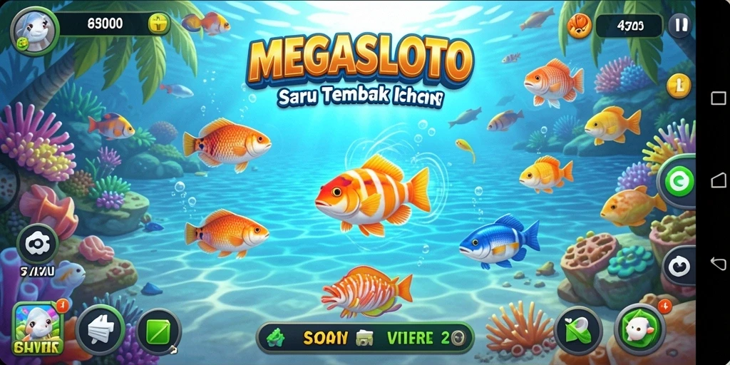 Tampilan gameplay seru saat menembak ikan di MEGASLOTO.