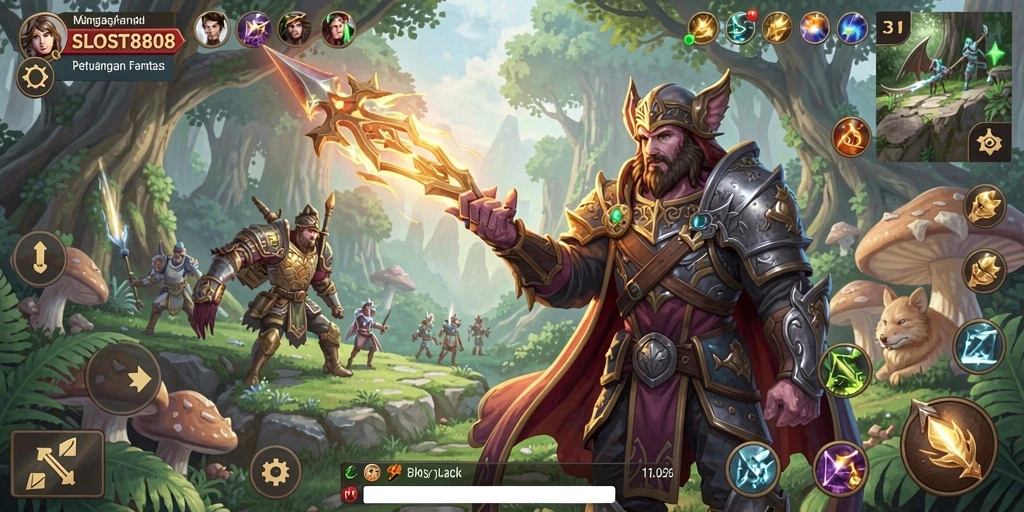 Tampilan gameplay menarik dalam SLOST8808 yang menampilkan pertarungan epik.